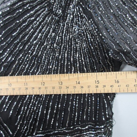 Club Monaco Women Top S Black Starburst Sequin LS Sheer Beaded Luxury Party 226 - Picture 9 of 12